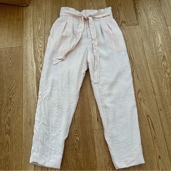 Club Monaco Womens Paper Bag High Waist Tapered Pleated Pants Pink-2 - Picture 6 of 17